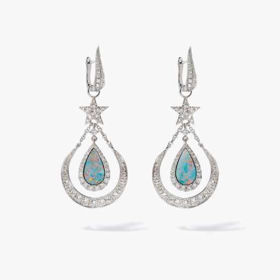 Unique 18ct White Gold Opal Doublet Earrings